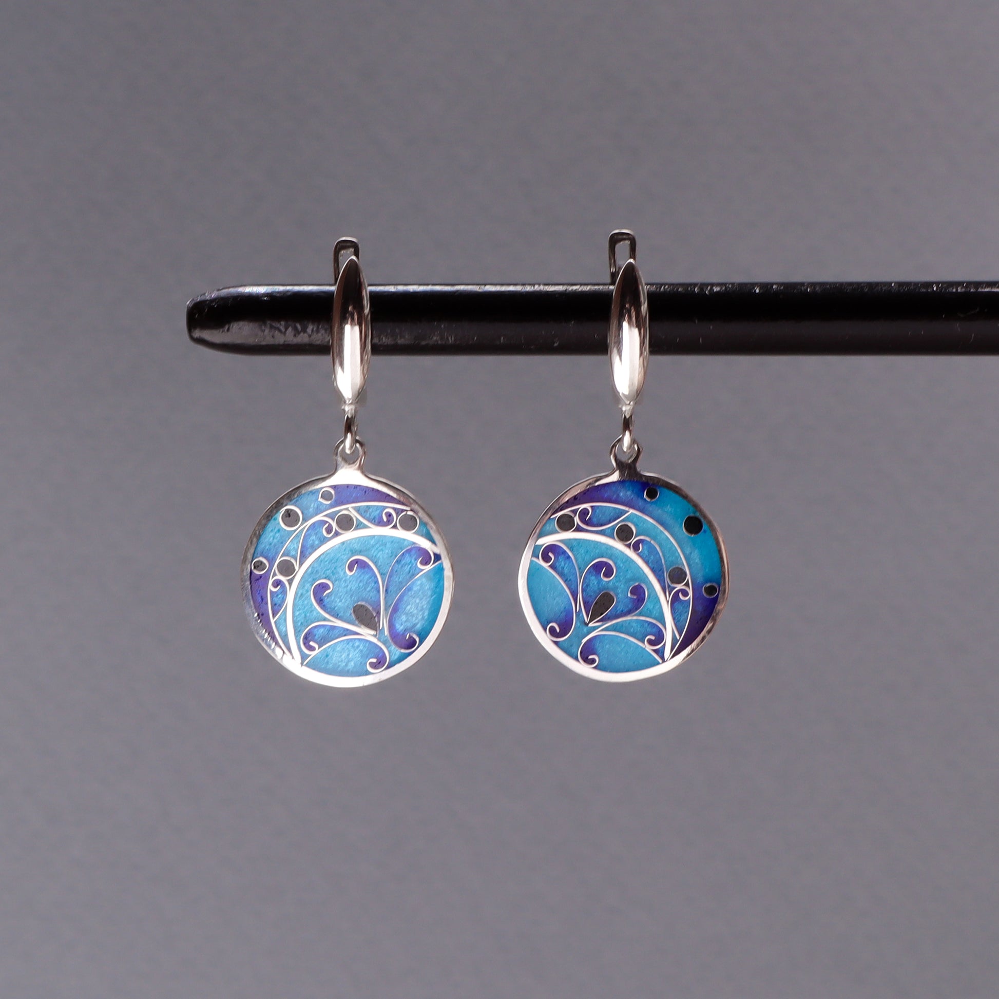 georgian cloisonne enamel earrings, minankari