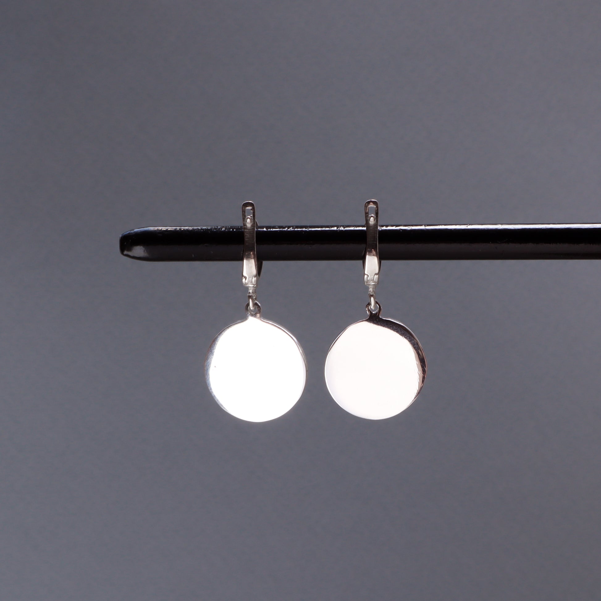 silver earrings, round earrings