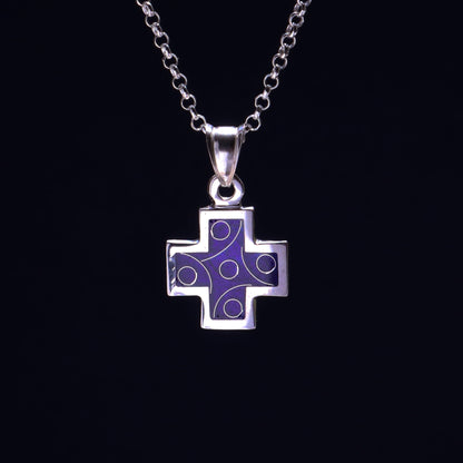 Dark blue enamel cross, cloisonne cross
