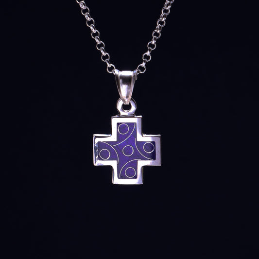 Dark blue enamel cross, cloisonne cross
