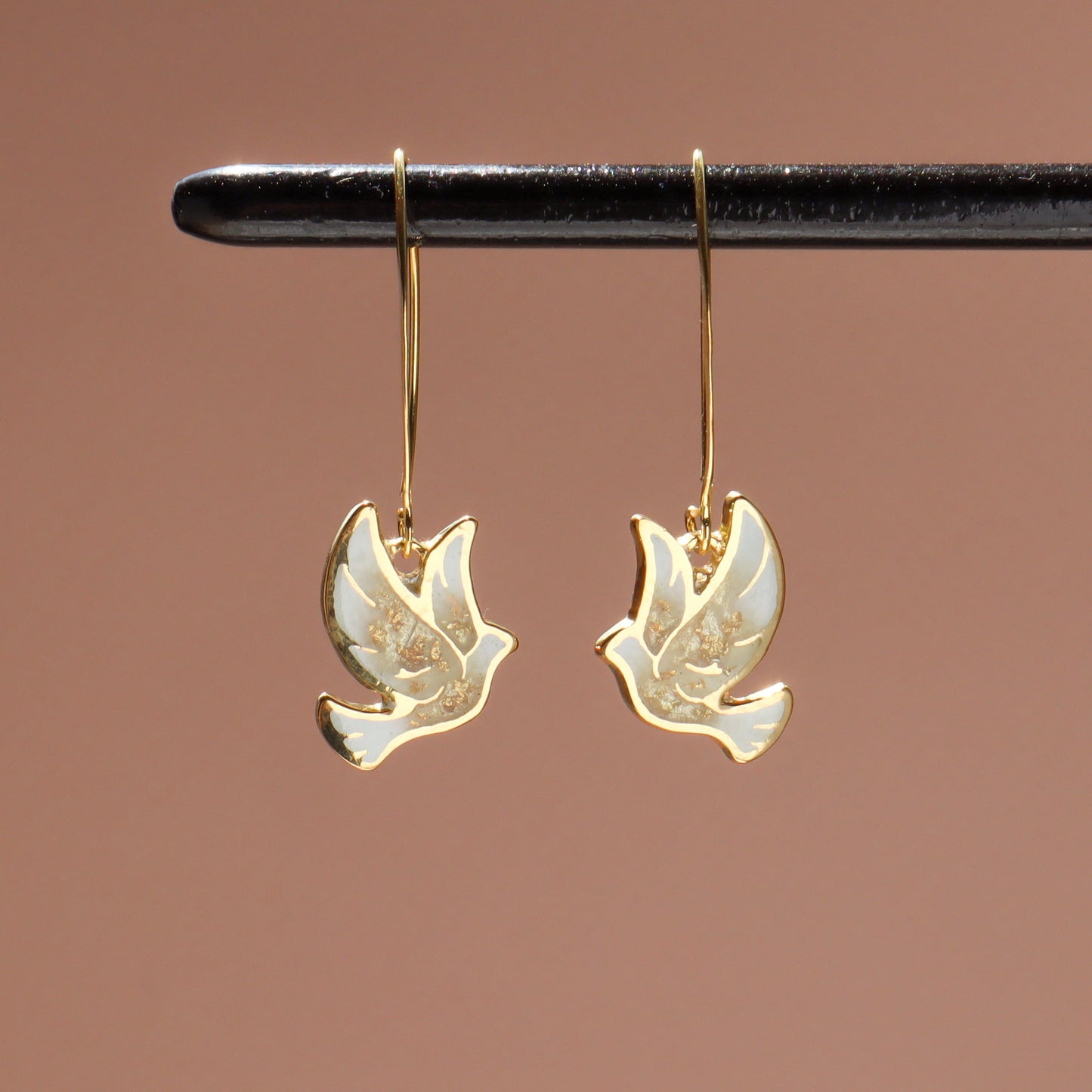 peace dove earrings, enamel dove jewelry