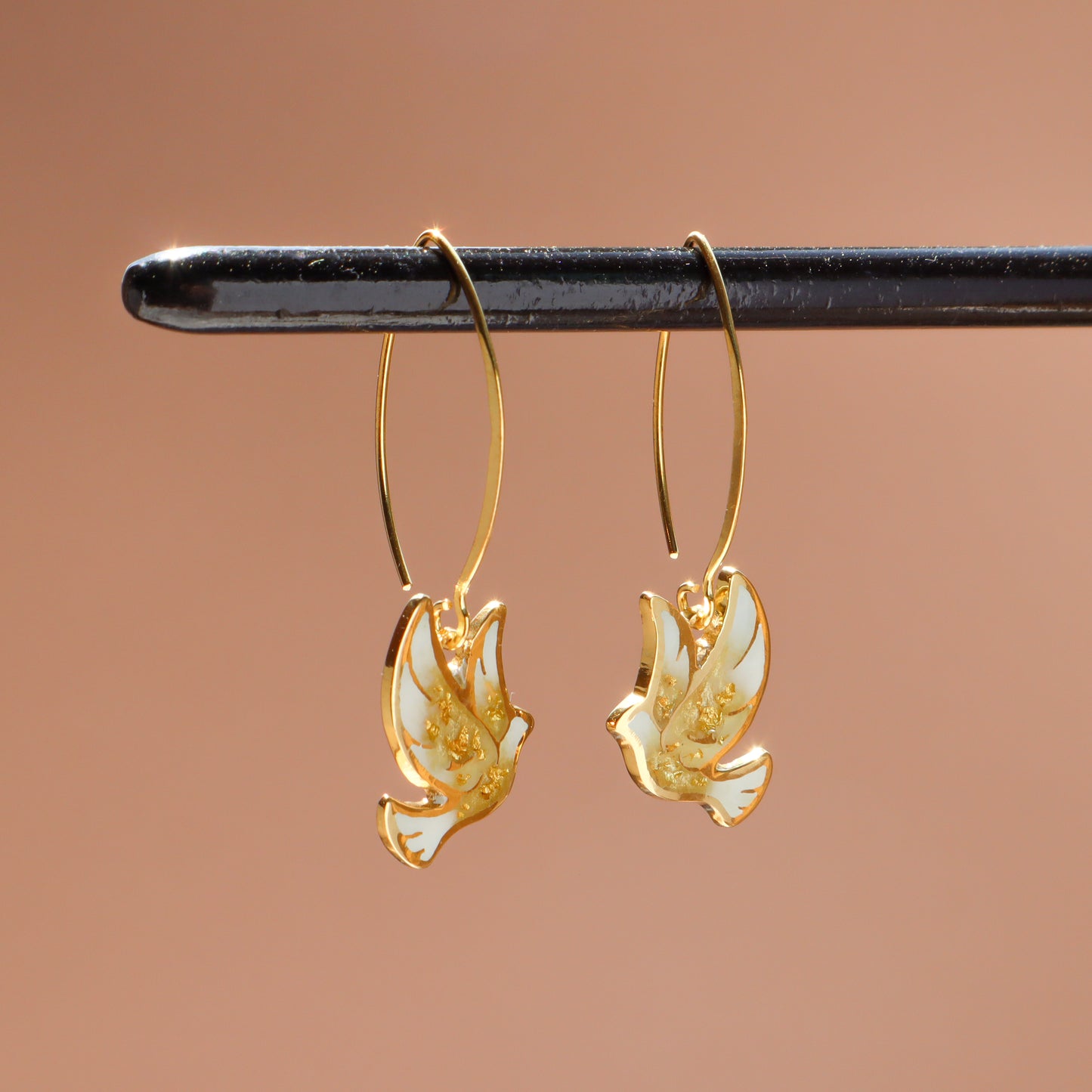 dove earrings, gold dove jewelry