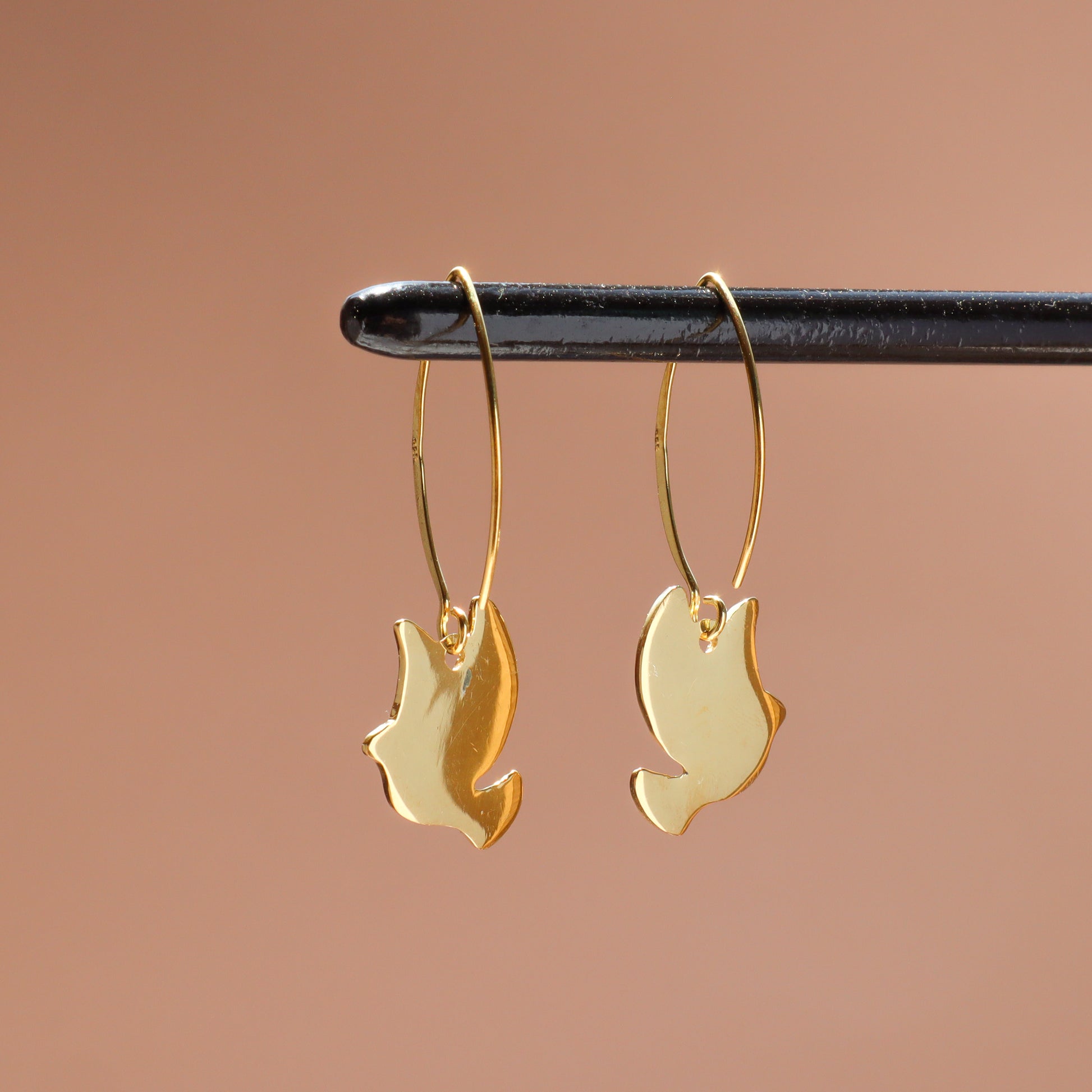 dove hoop earrings, gold dove earrings