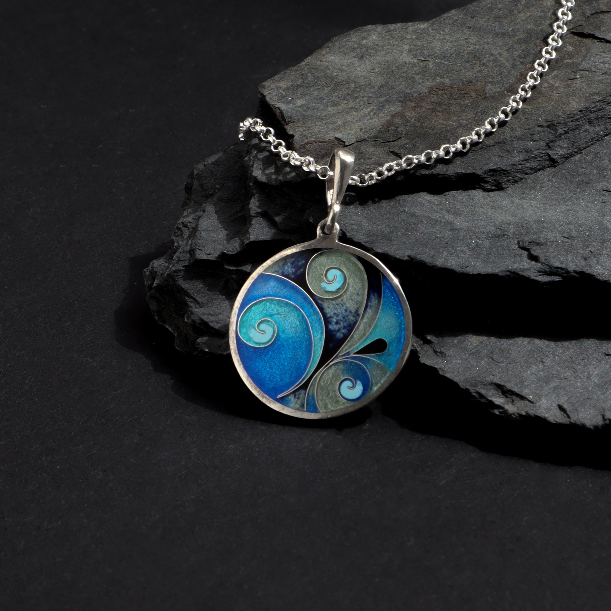 cloisonne jewelry, enamel silver necklace