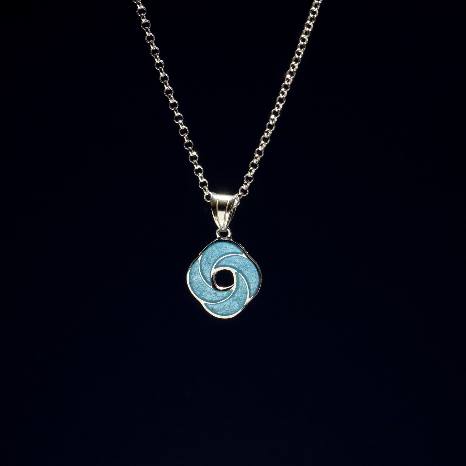georgian enamel pendant, blue loisonne necklace