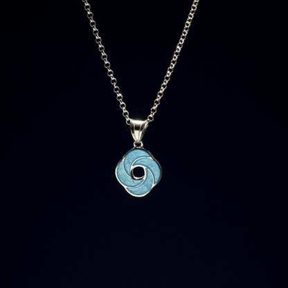 georgian enamel pendant, blue loisonne necklace