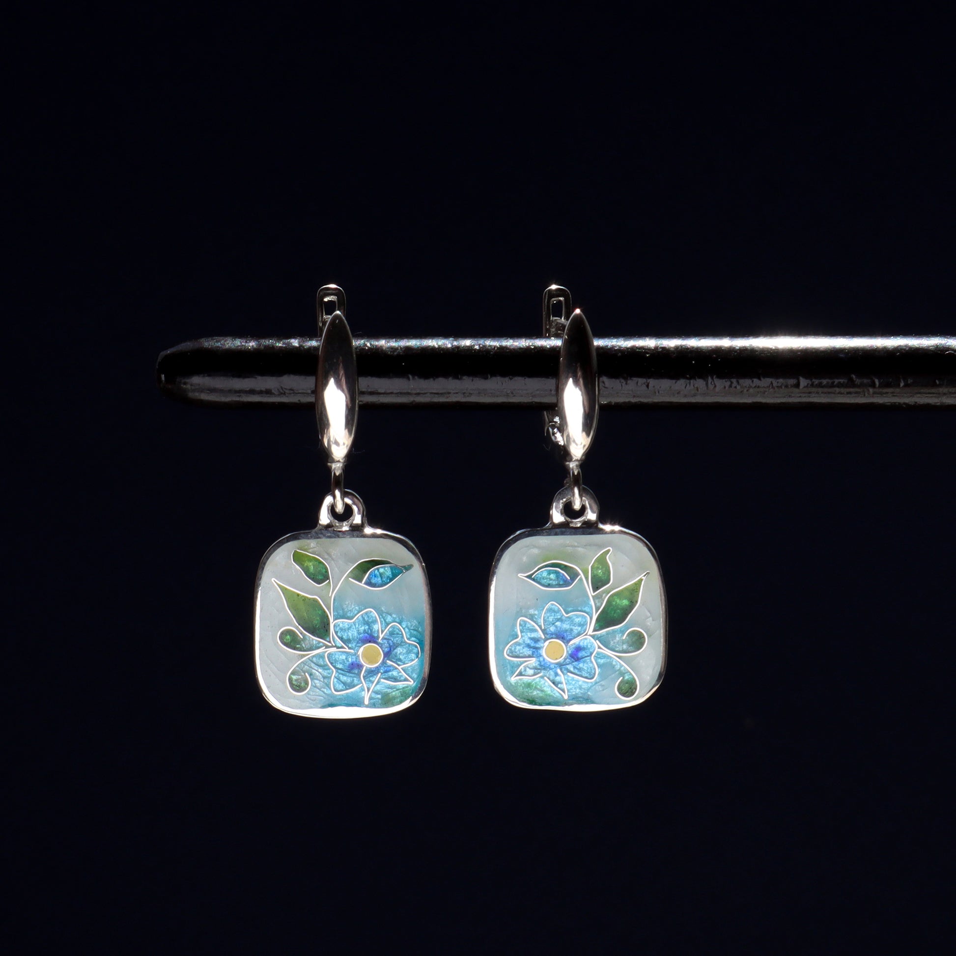 georgian cloisonne earrings, minankari earrings