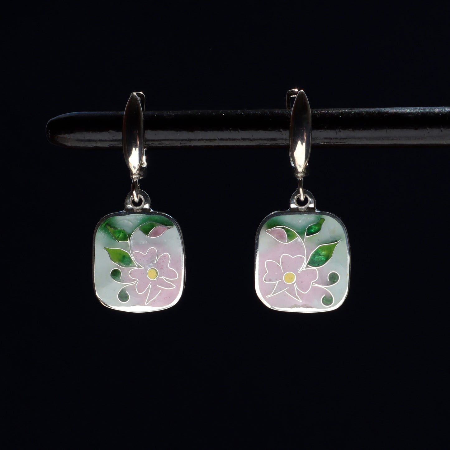 georgian cloisonne enamel, silver earrings