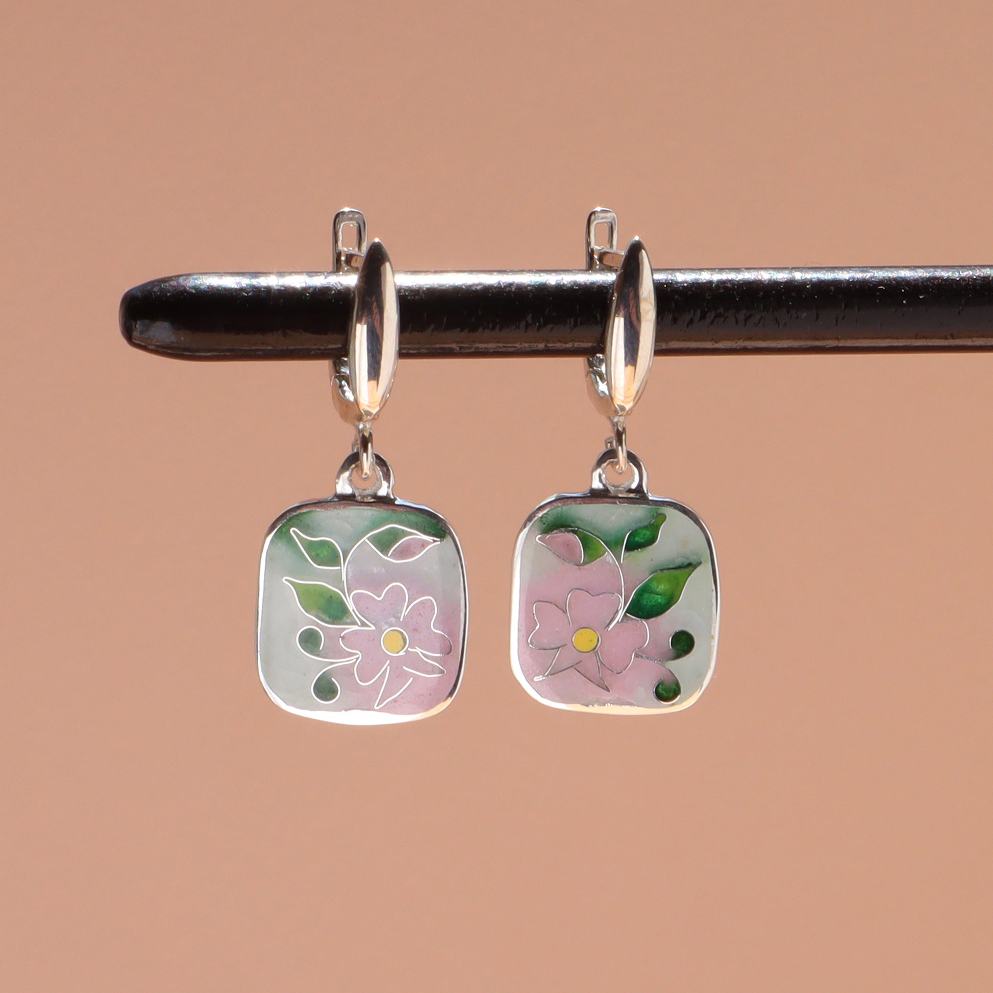 minankari earrings, dangle enamel earrings