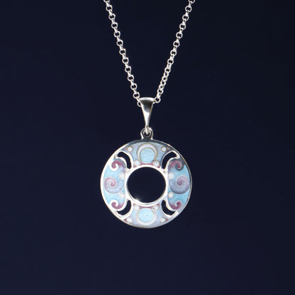 round enamel necklace, sterling silver, minankari