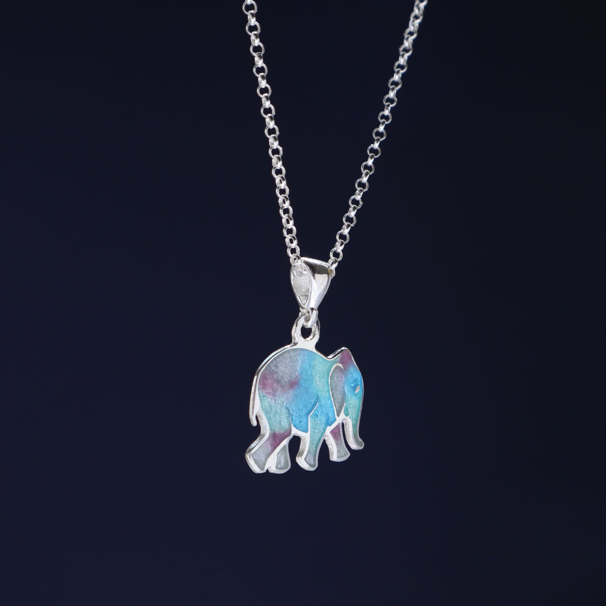 silver elephant pendant, georgian enamel