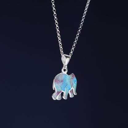 silver elephant pendant, georgian enamel