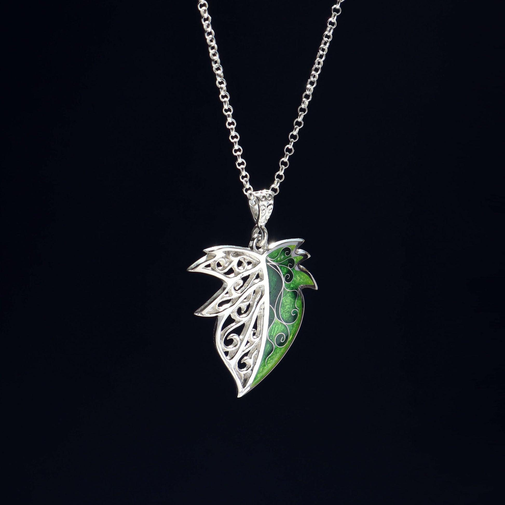 leaf pendant, sterling silver handmade jewelry