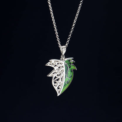 leaf pendant, sterling silver handmade jewelry