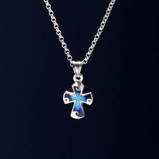 georgian enamel cross, sterling silver cross pendant necklace