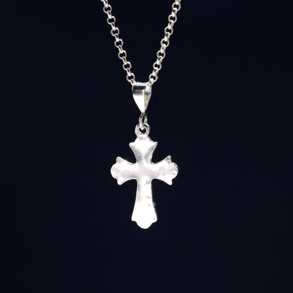 silver cross necklace for men, handmade cross pendant