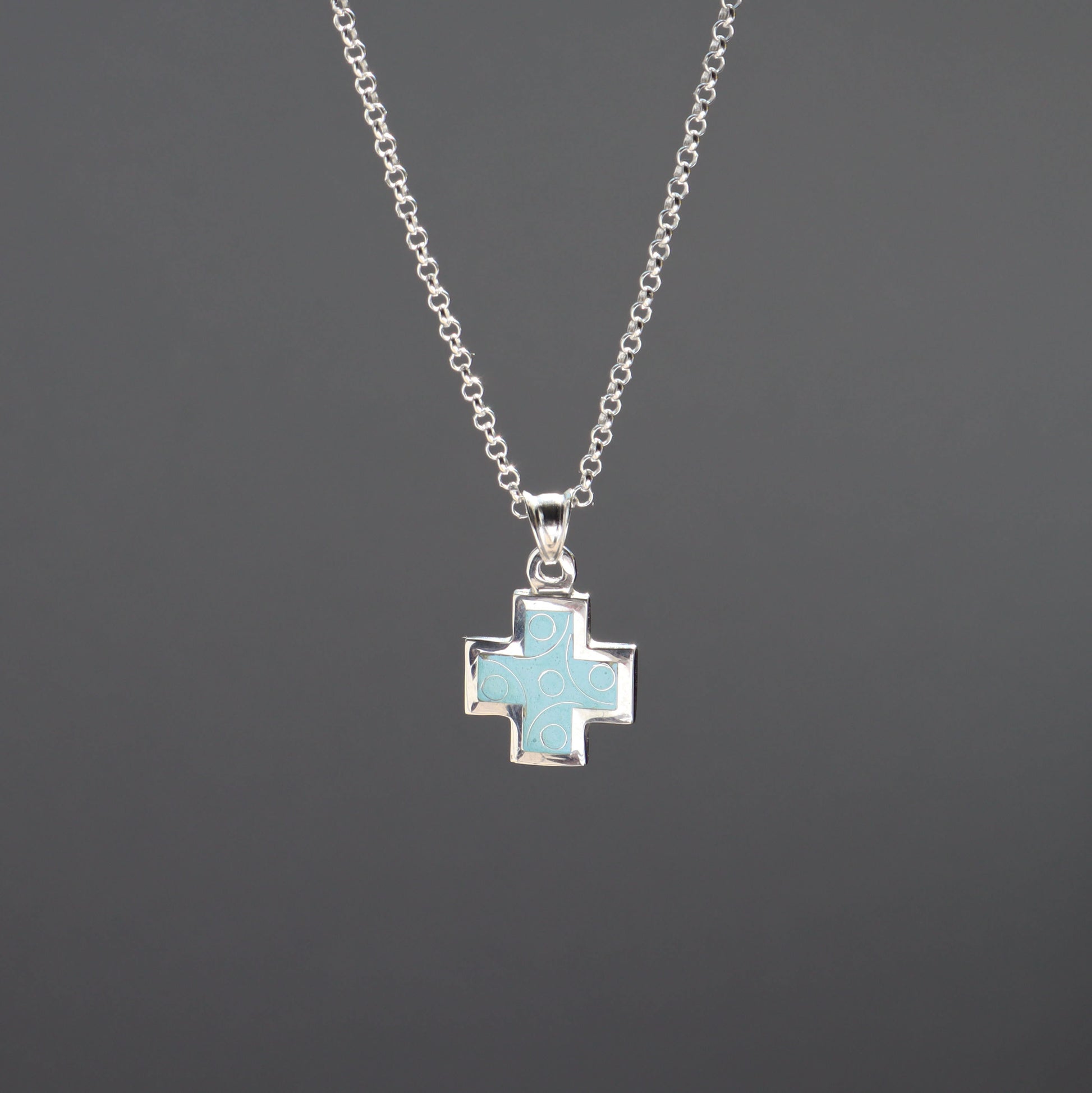 silver enamel cross