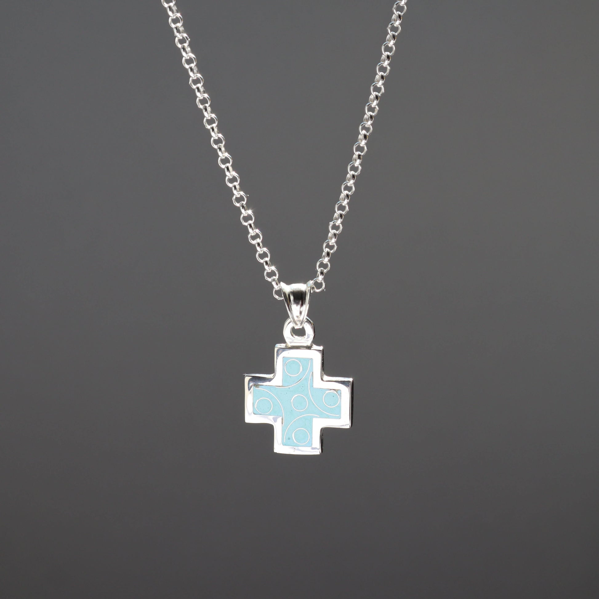 cloisonne cross pendant, dainty cross pendant