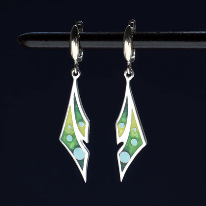 georgian cloisonne jewelry, silver enamel earrings