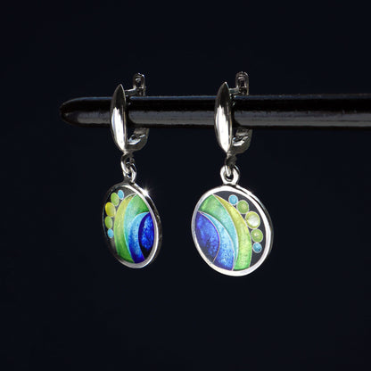 sterling silver enamel earings, cloisonne jewelry
