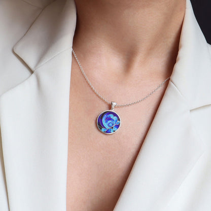 Round Blue Cloisonne Necklace