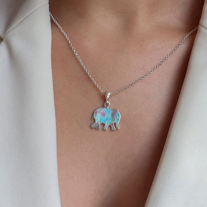 elephant jewelry, silver elephant necklace