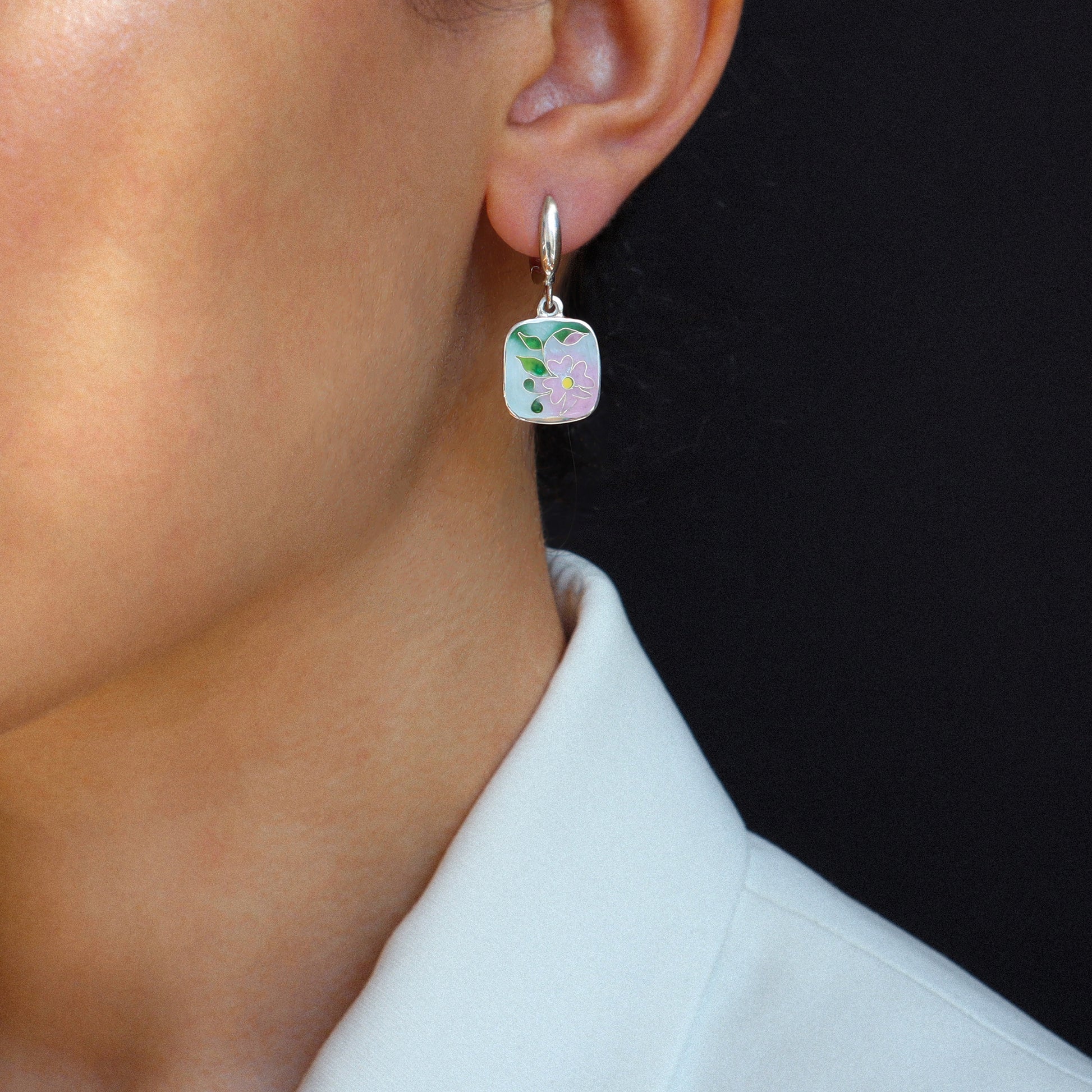 enamel silver earrings, handmade jewelry, minankari