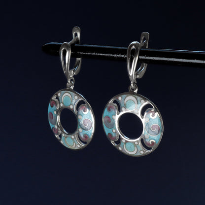 round cloisonne earrings, georgian jewerly tbilisi
