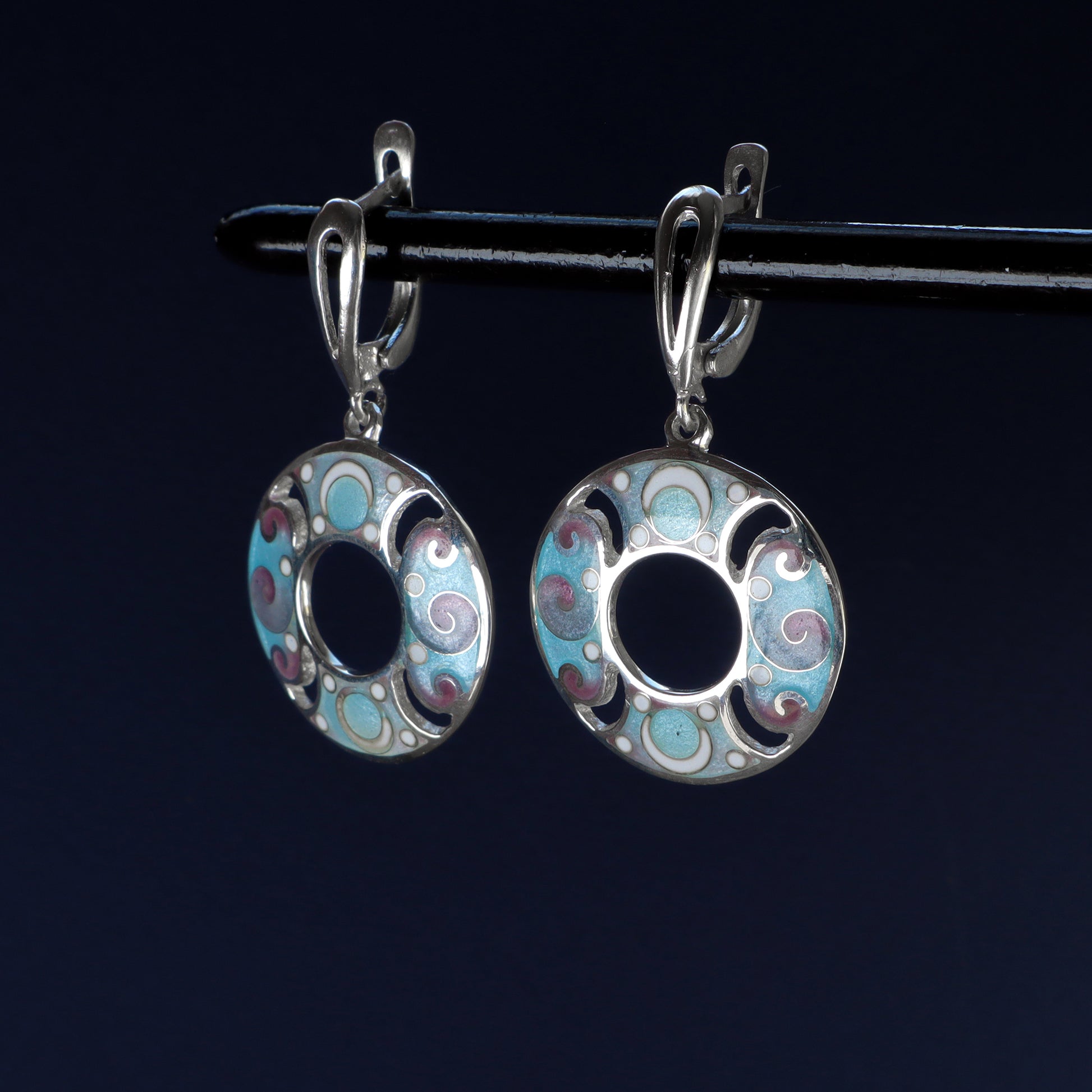 georgian cloisonne enamel earrings