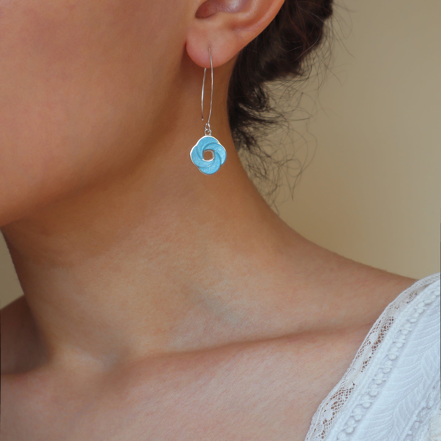 Blue enamel hoop earrings, minankari georgia