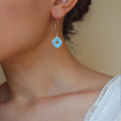 Blue enamel hoop earrings, minankari georgia