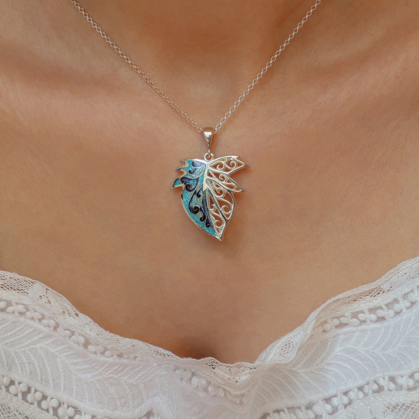 Enamel Leaf Necklace