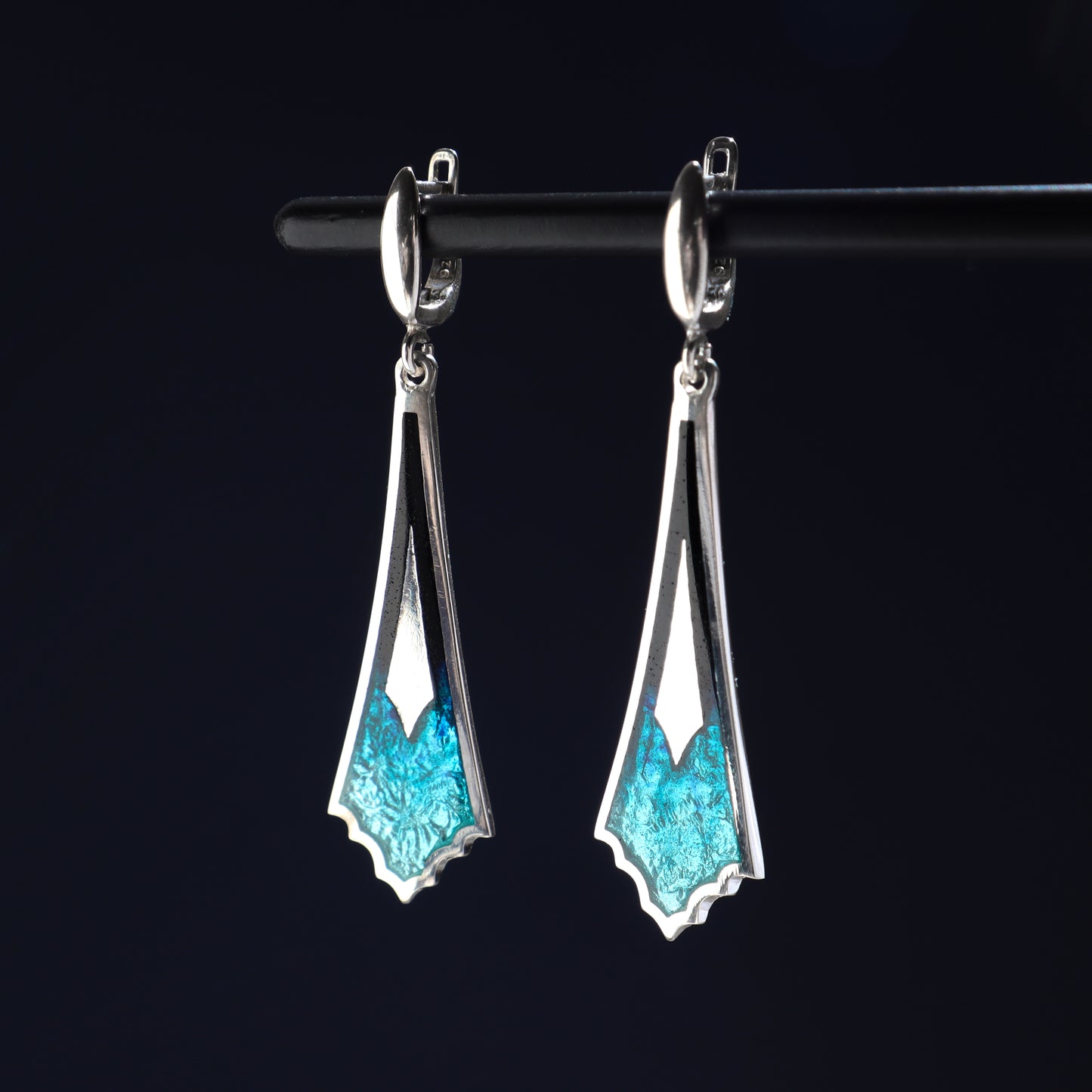 Turquoise Blue Enamel Earrings