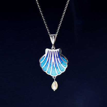 silver seashell necklace, handmade georgian jewelry