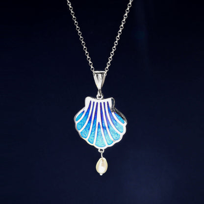 seashell necklace with pearl, pearl necklace, minankari