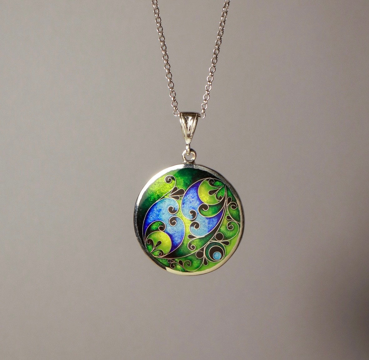 Sterling Silver Cloisonne Necklace