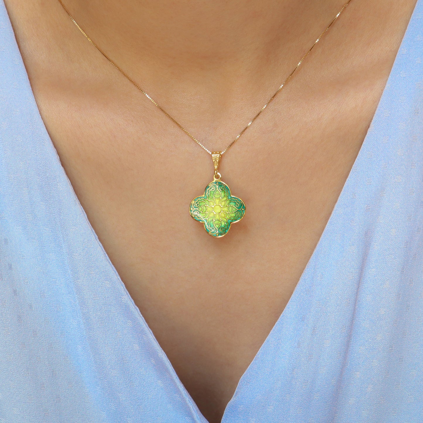 Handmade Green Enamel Cross