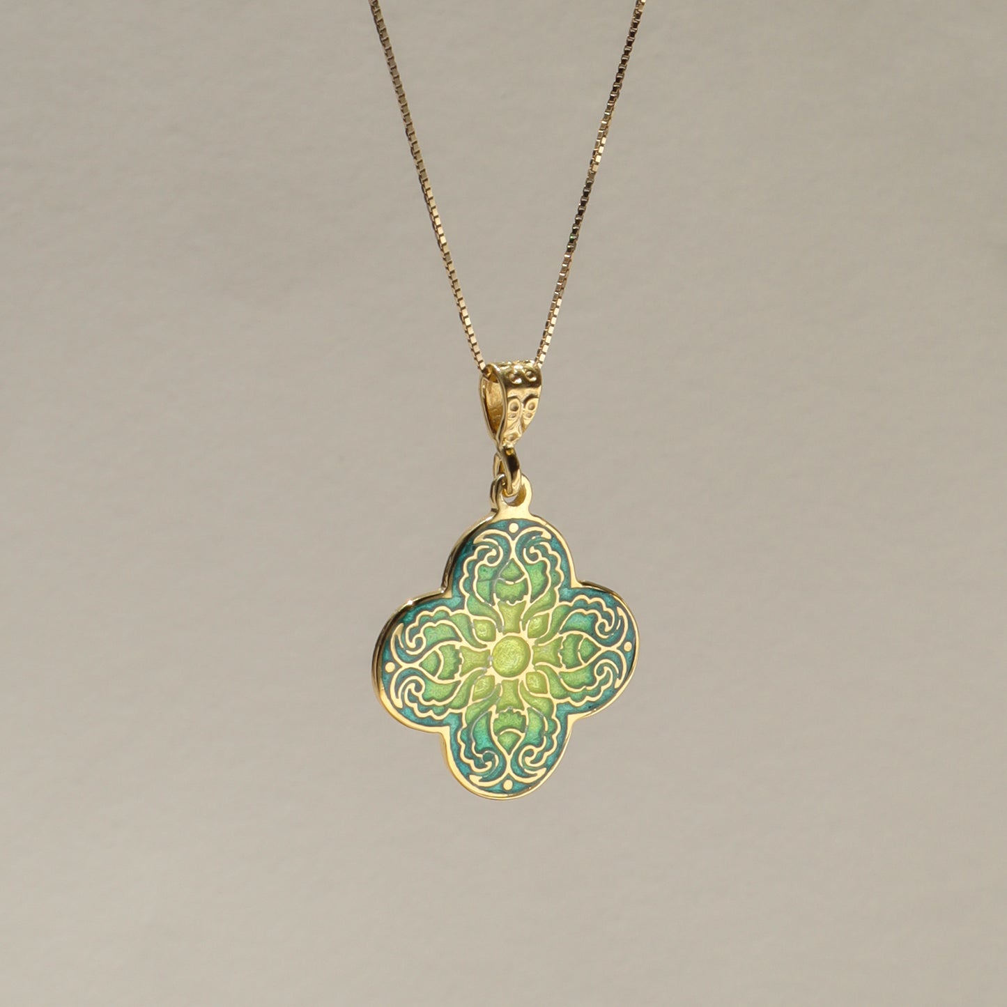 Handmade Green Enamel Cross
