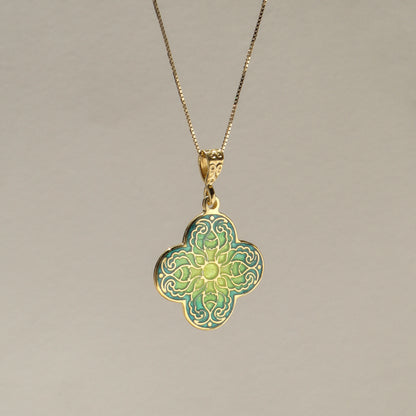 Handmade Green Enamel Cross