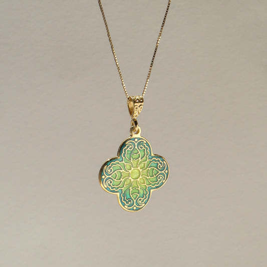 Handmade Green Enamel Cross