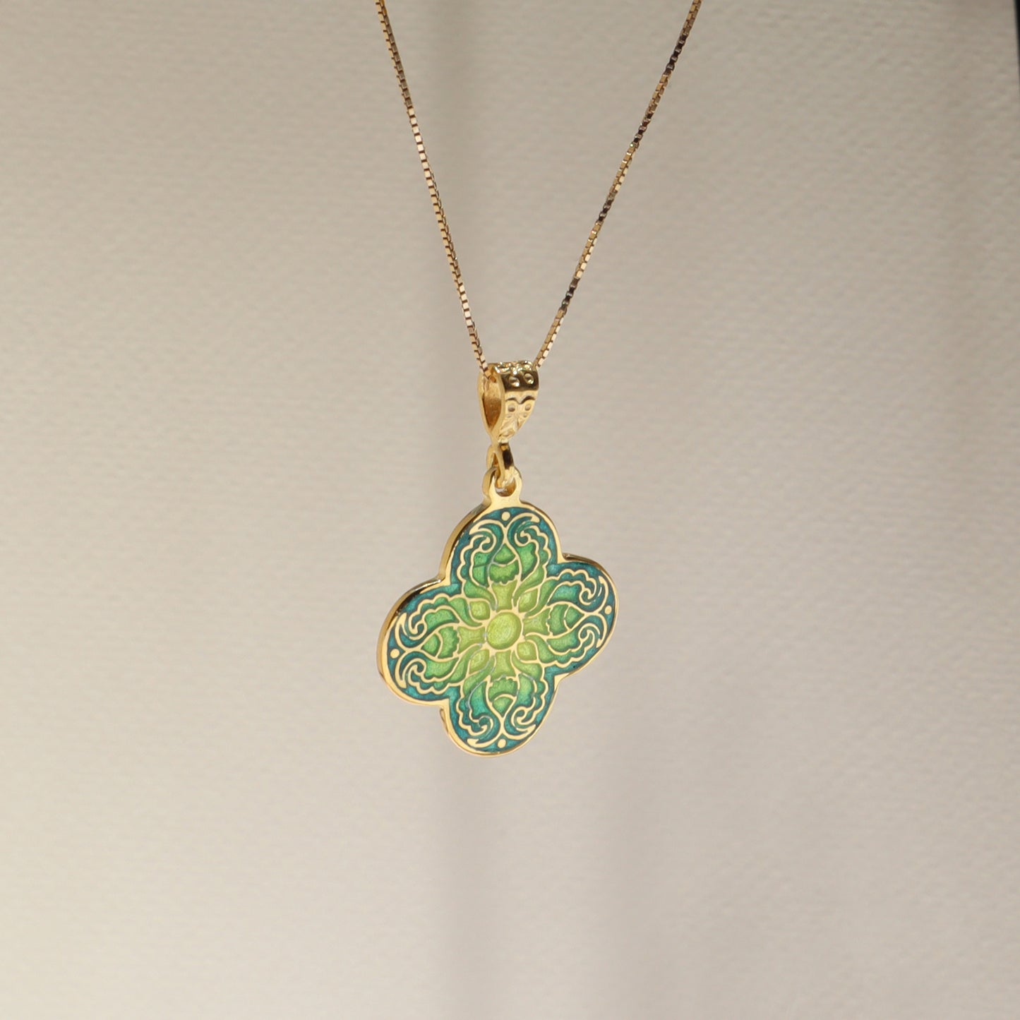 Handmade Green Enamel Cross
