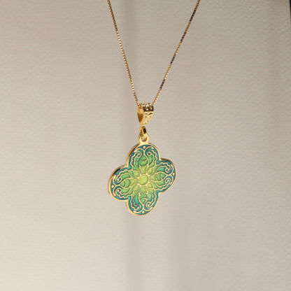 Handmade Green Enamel Cross