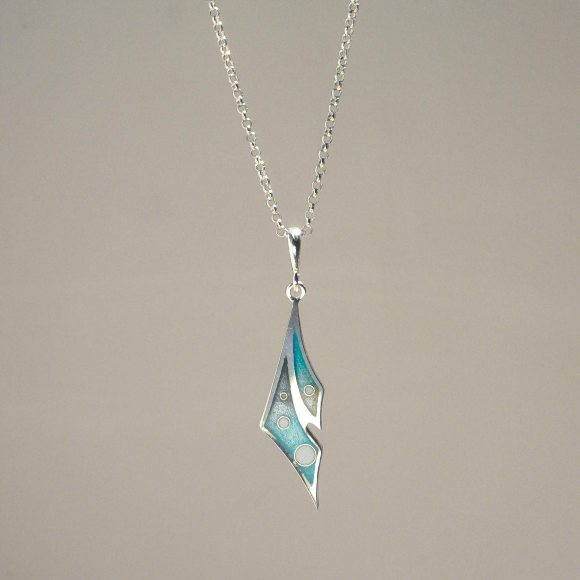 sterling silver pendant, handmade jewelry, hot enamel