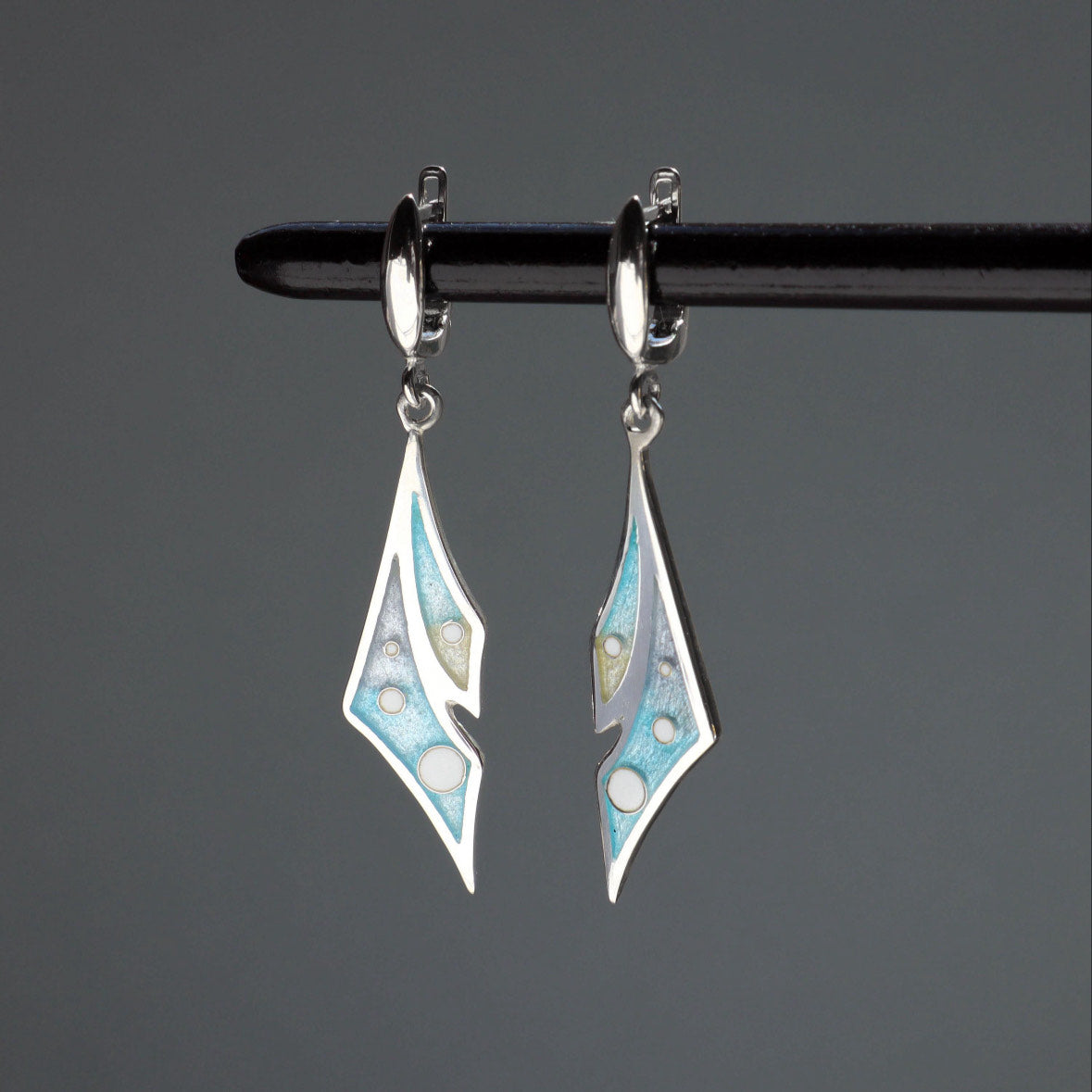 cloisonne silver earrings, handmade jewelry, minankari