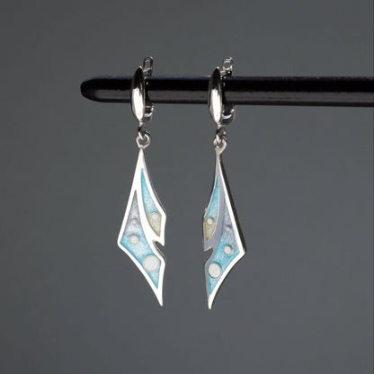 cloisonne silver earrings, handmade jewelry, minankari