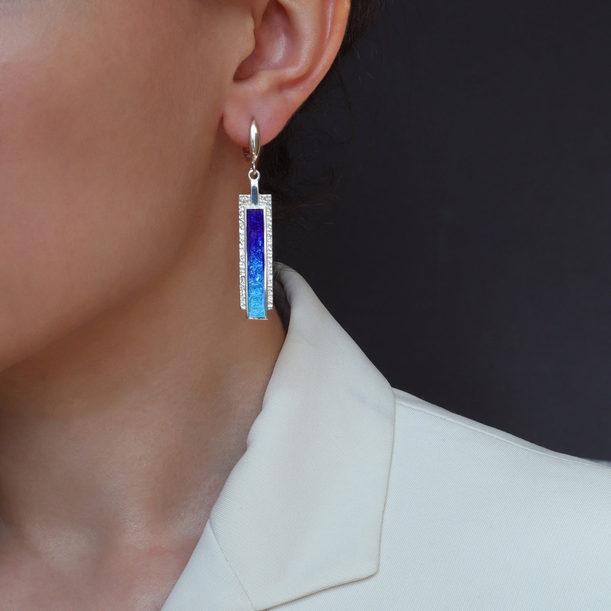 georgian enamel, handmade silver earrings, minankari