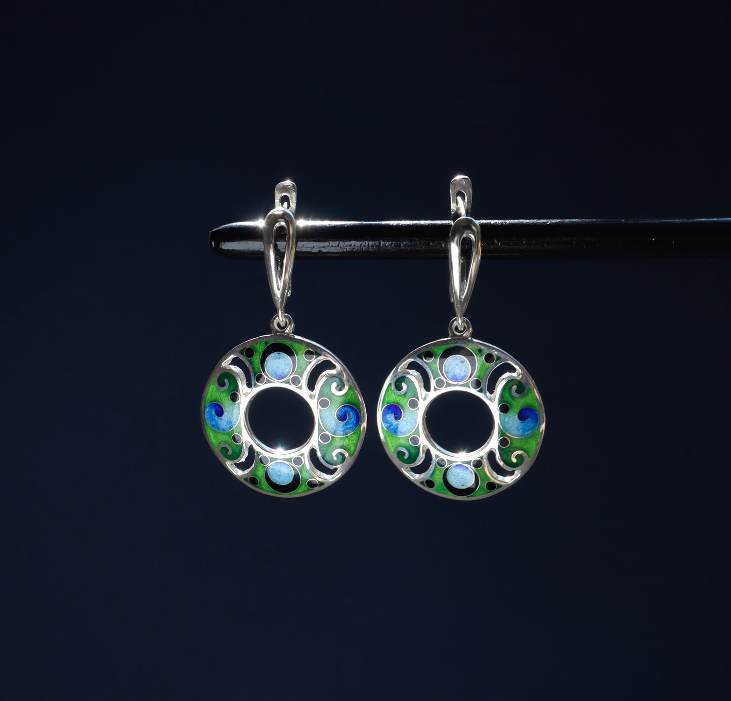 sterling silver earrings, hot enamel earrings