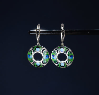 sterling silver earrings, hot enamel earrings