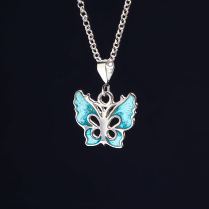 enamel butterfly pendant, sterling silver enamel