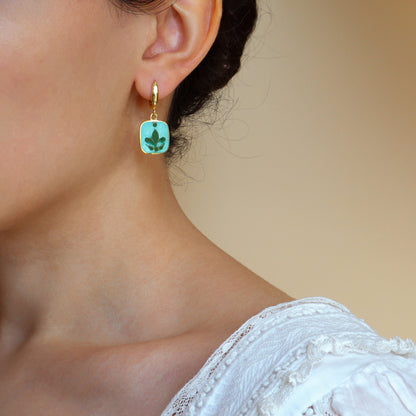 gold cloisonne earrings, handmade jewelry